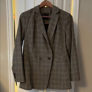 Women’s Tan & Gray Plaid Blazer Like New